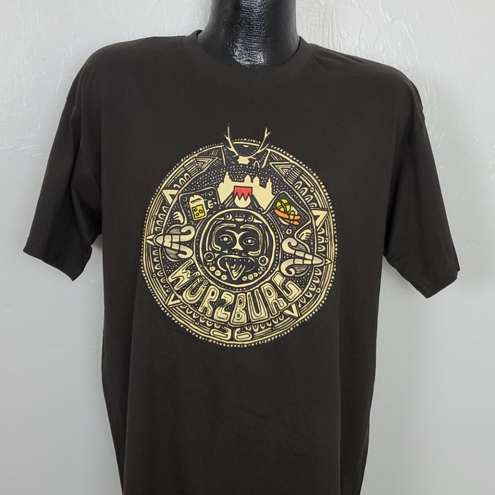 B&C collection graphic brown t-shirt top cotton size L